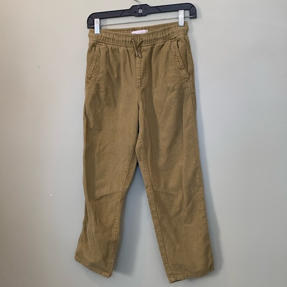 Zara Boys Size 11-12 Tan Light Brown Khaki Corduroy Pants Elastic Waist - Picture 1 of 4